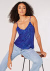 Camisole-Top mit Pailletten, Blau, Größe L