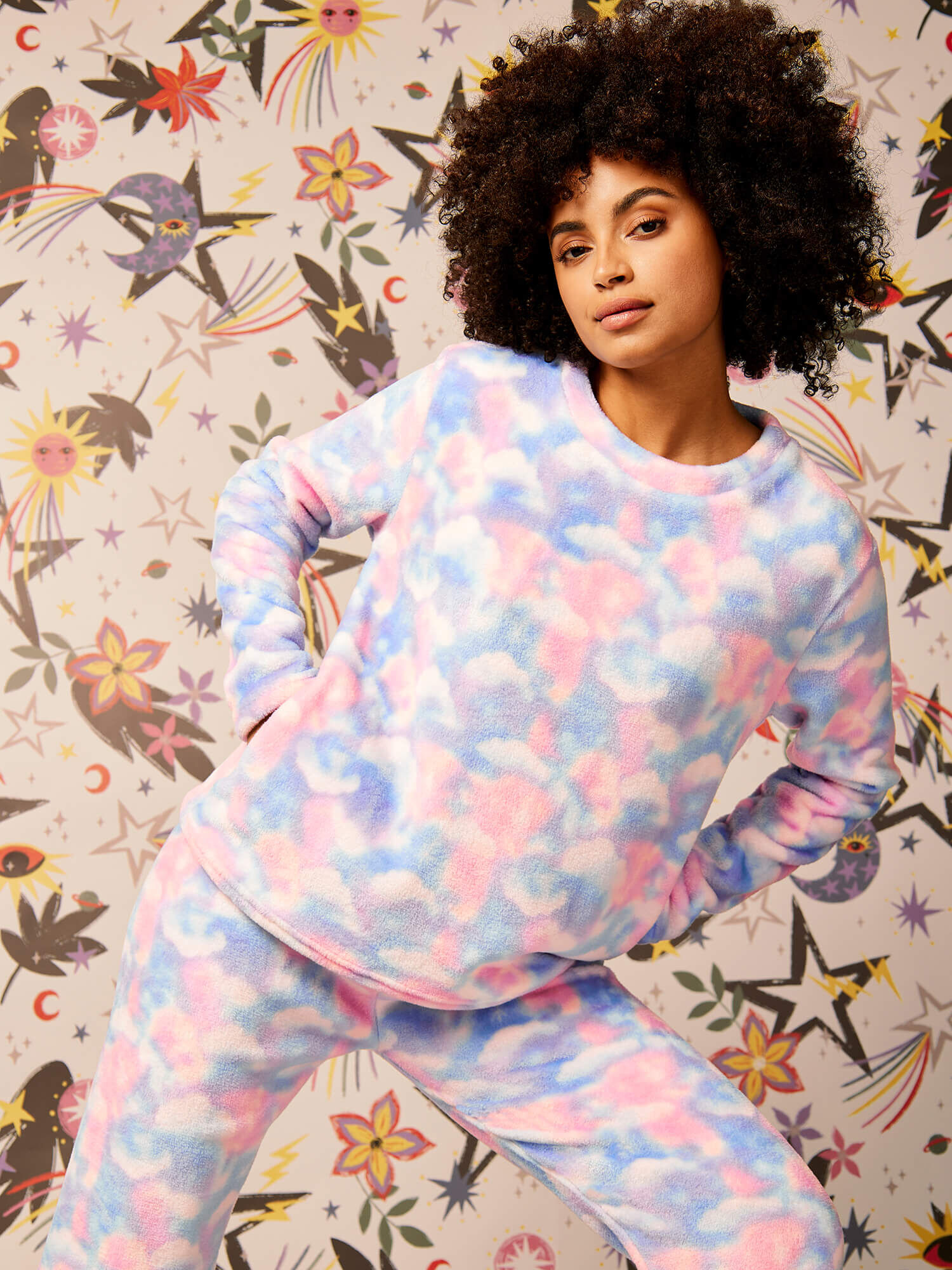 Clouds Fluffy Pyjama Top Apricot Clothing