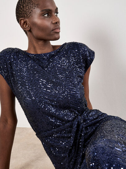Chevron Sequin Midi Dress