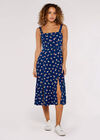 Floral Split Sun Midi Dress, Blue, large