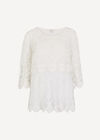 Embroidered Mesh Layered Top, White, large