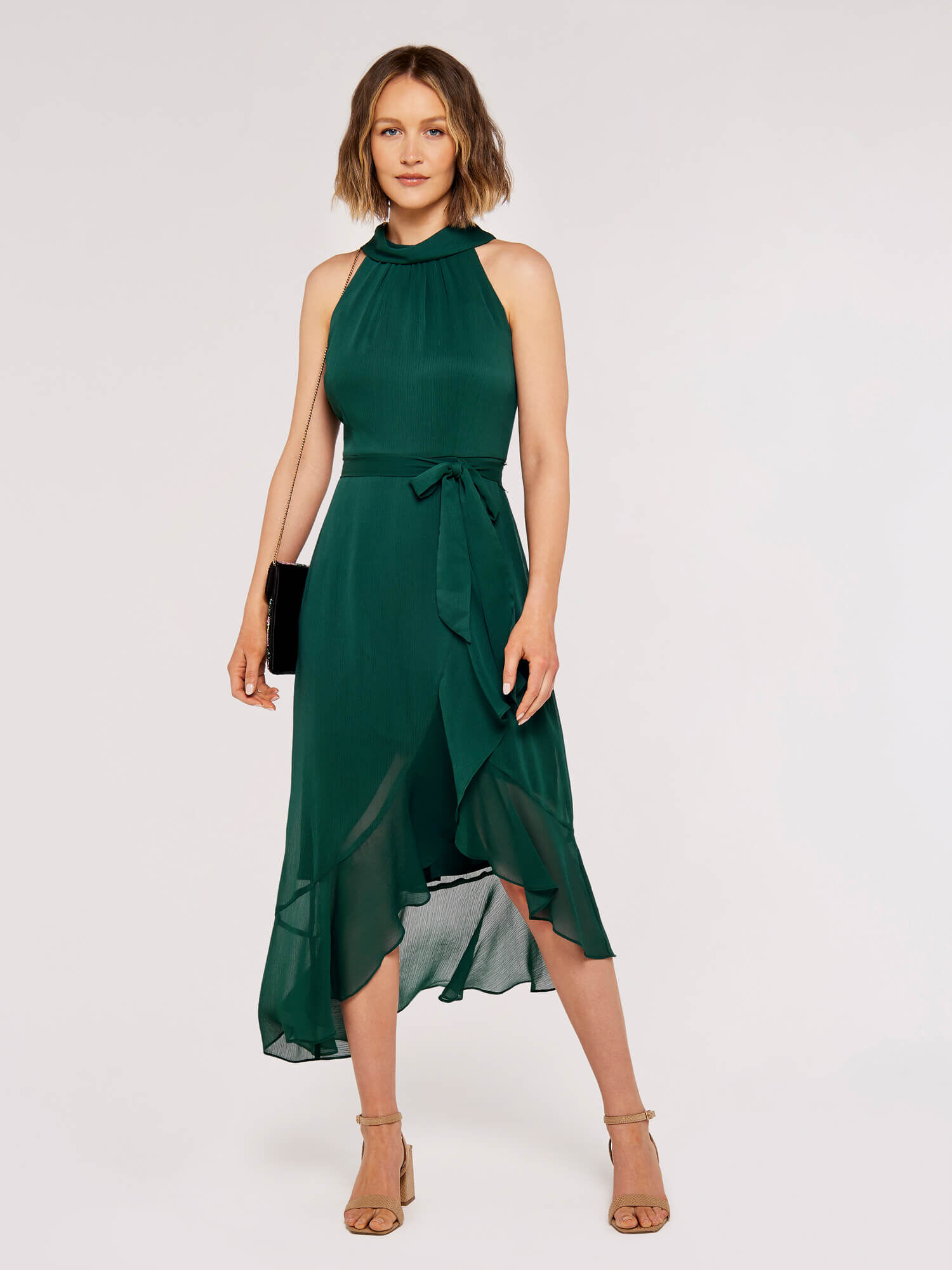 Halter neck outlet dress green