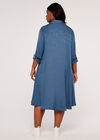 Curve Twill Shirt Dress , Blue, large