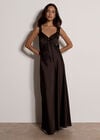 Satin Lace Maxi Dress, Brown, large