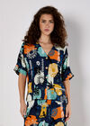 Colourful Sketch Print Top, Navy, large