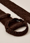 Wide Brown Braided Belt, Brown, large
