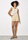 Crochet Circle Mini Shorts, Stone, large