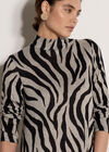 Zebra Print Swing Mini Dress, Stone, large