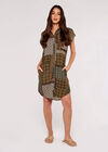 Patchwork Shirt Mini Dress, Green, large