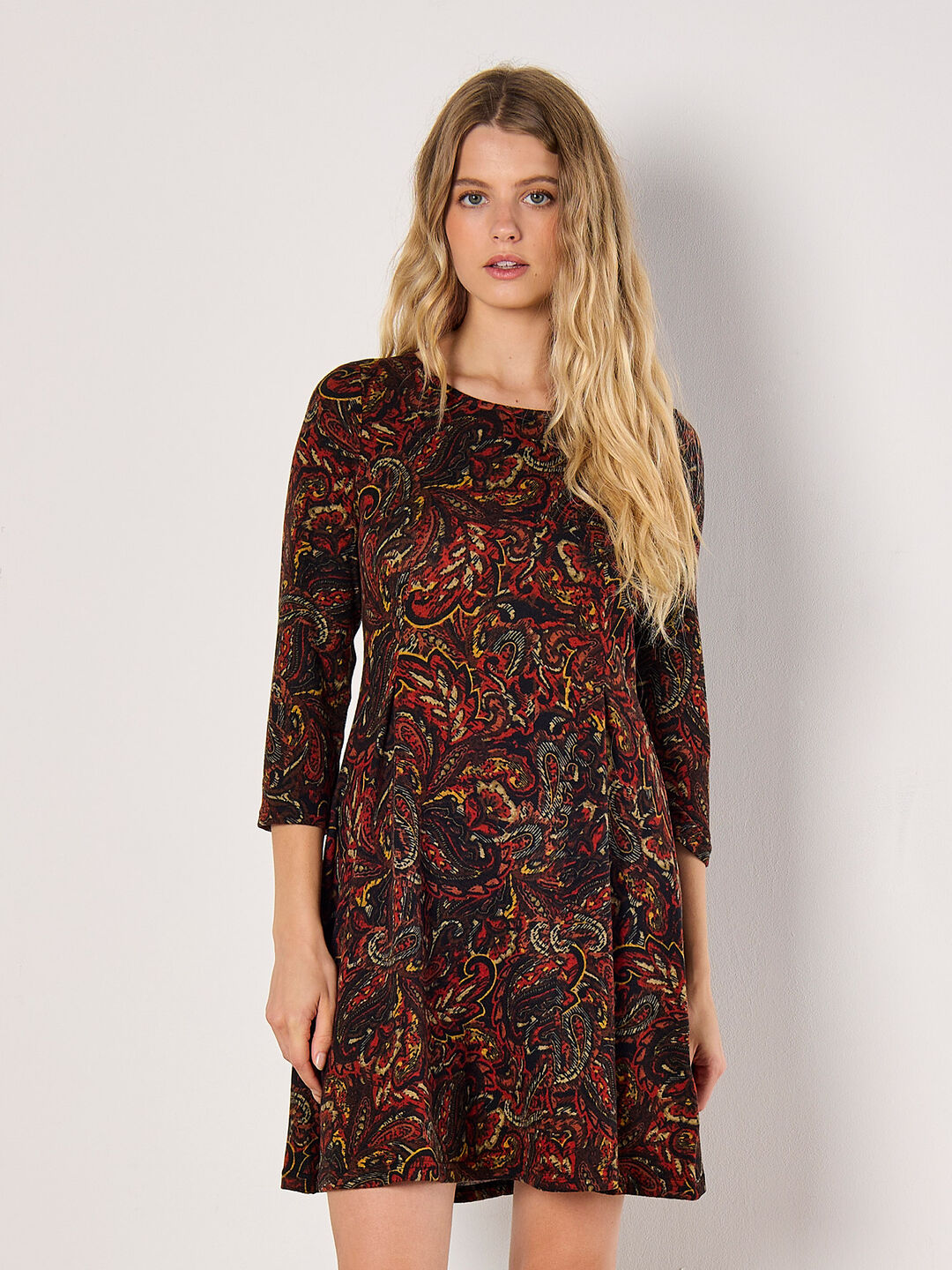 Jersey Knit Paisley Mini Dress