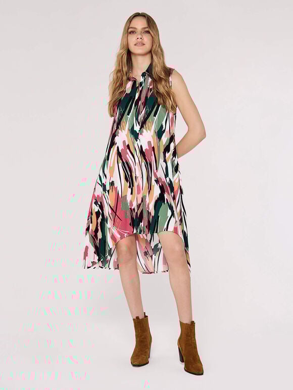 High-Low Shirt Mini Dress, Green, large