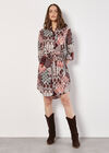 Patchwork Ikat Shirt Mini Dress, Burgundy, large
