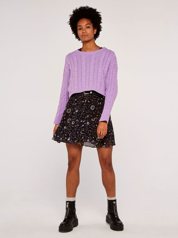 Pull court Aran, Lilas, grand