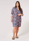 Curve Paisley Shirt Mini Robe, Bleu, grand