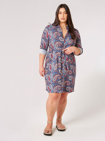 Curve Paisley Shirt Mini Dress