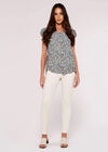 Watercolour Tulip Sleeve Top, Navy, large