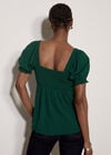 Tie Front Milkmaid Top, Green, large