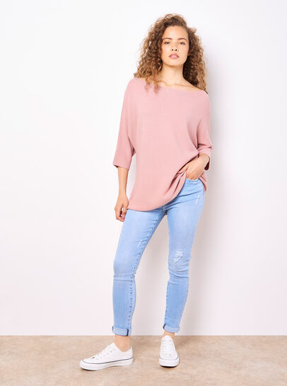 Stretch Knit Batwing Top