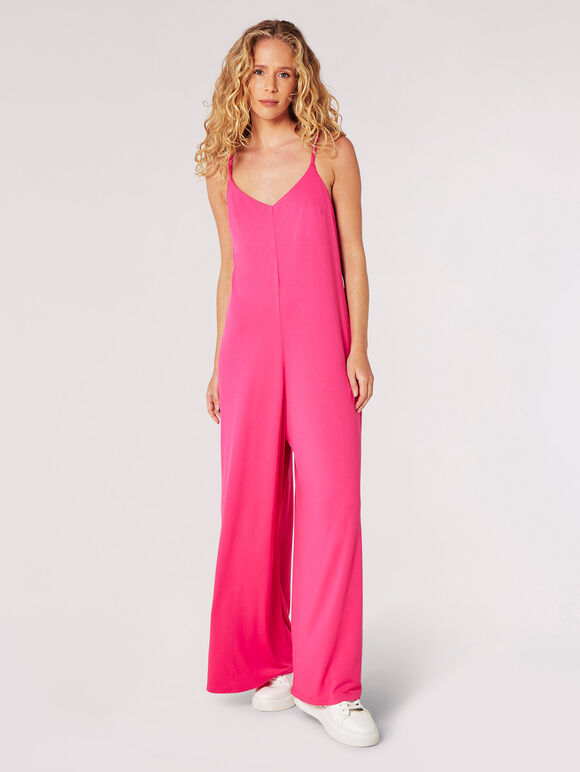 Modal Palazzo Jersey Jumpsuit, Fuchsia, large