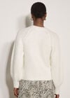 Cotton-Blend Chunky Ribbed Knit Cardigan, Cream, large
