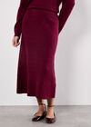 Fine Knit Cable Midi Skirt, Burgundy, large