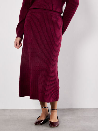 Fine Knit Cable Midi Skirt