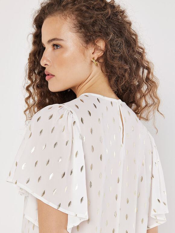 Gold Foil Blouse, White, large