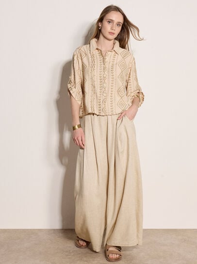 Geometric Shimmer Embroidered Shirt