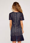 Lace V Neck Dress, Navy, large