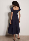 Cotton Tiered Milkmaid Midi Dress, Navy, large