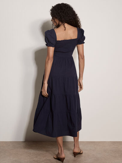 Cotton Tiered Milkmaid Midi Dress