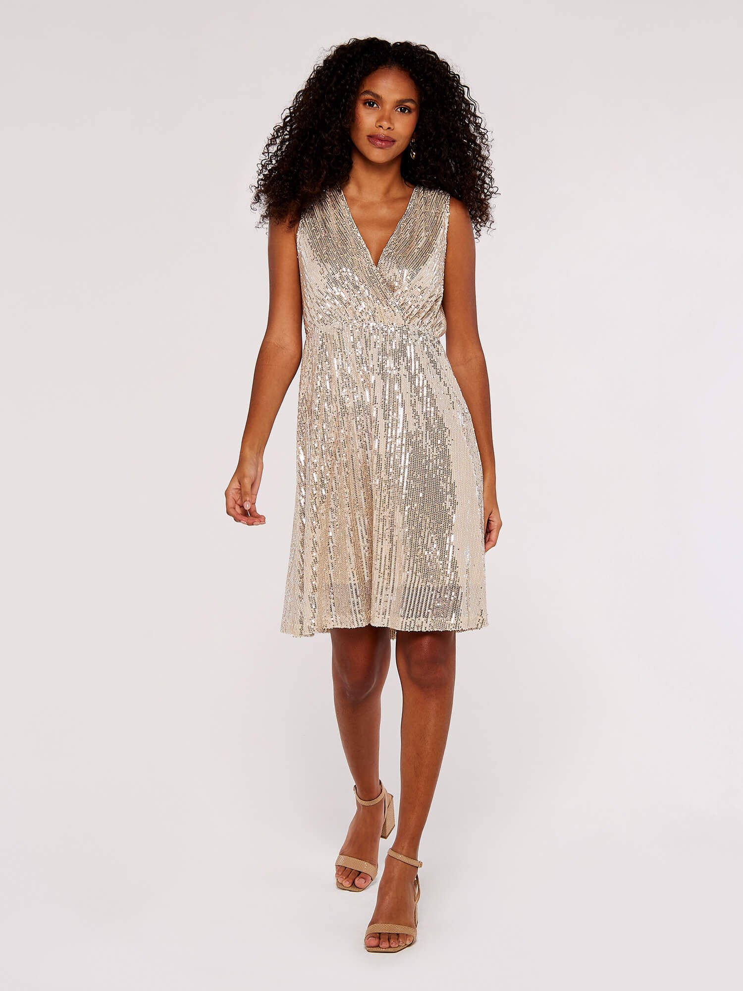 Bijoux petite frill mini dress apricot on sale