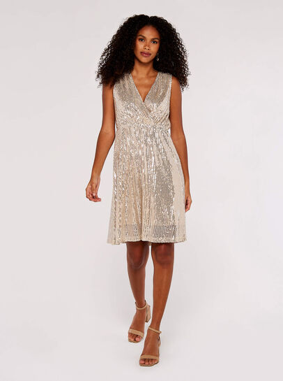 Sequin V Neck Mini Dress