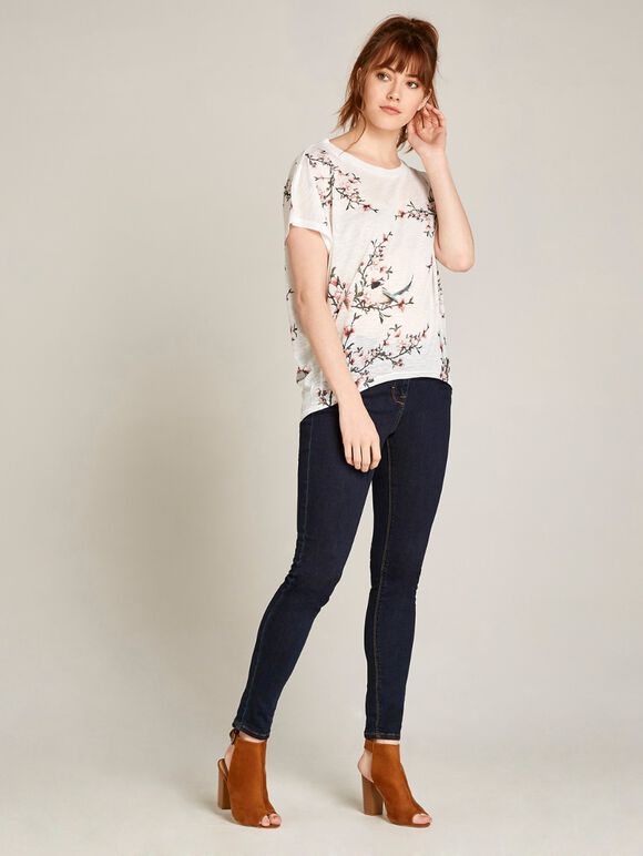 Pink Blossom Branches Curve Hem Top, Pink, large