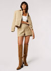 Gold Tweed Tailored Shorts, Stone, large