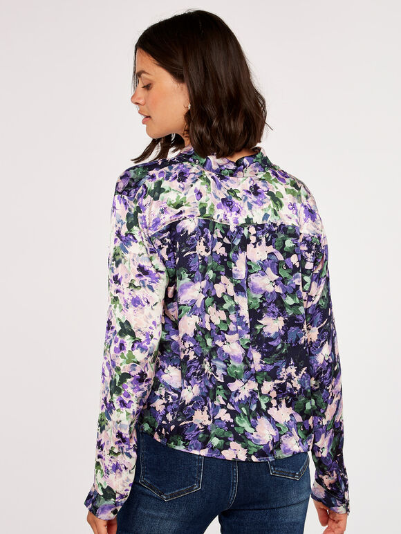 Floral Print Shirt, Lilac, large
