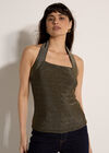 Shimmer Halter Neck Top, Yellow, large