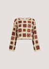 Crochet Squares Cropped Jumper, Burgundy, large