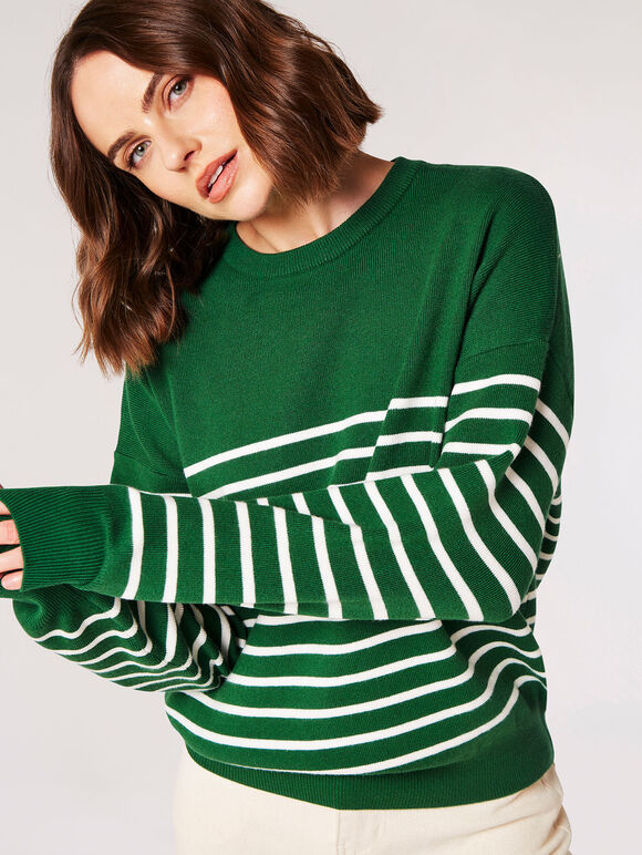 Classic Stripe Jumper, Green, large