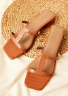 Square Toe Mule Sandals, Brown, large