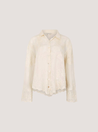 Floral Embroidered Cotton Shirt