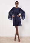 Plisse Tiered Mini Dress, Navy, large