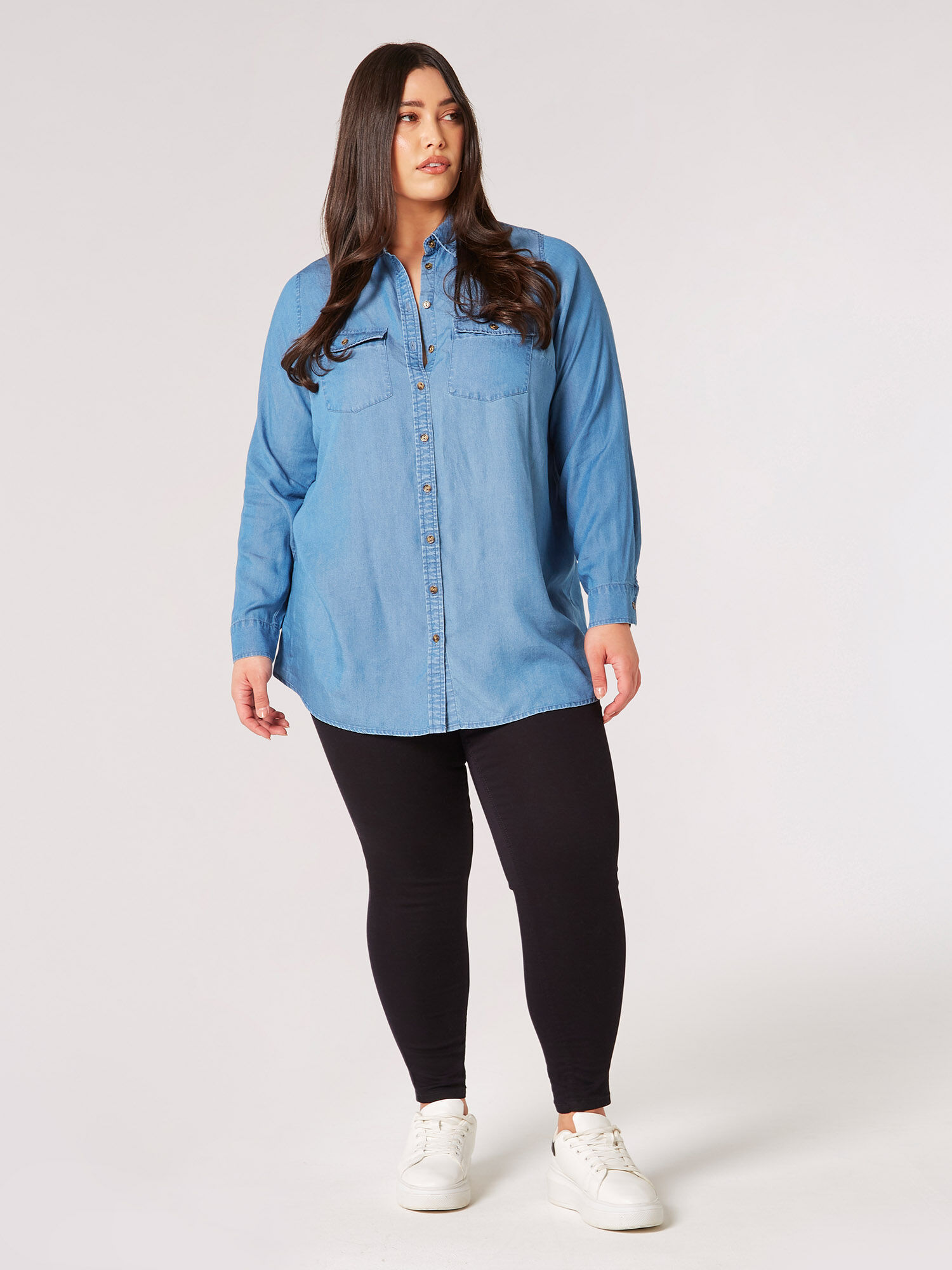 Curve Denim TENCEL™ Shirt | Apricot Clothing