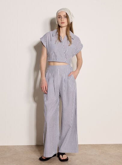 Stripe Wide Leg Trousers