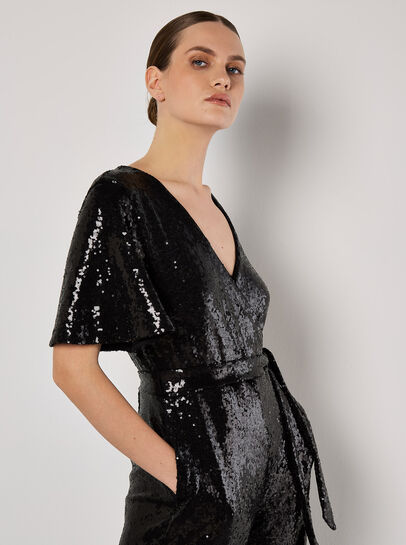 Sequin Wrap Jumpsuit