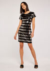 Sequin Stripe Mini Dress, Light Grey / Silver, large