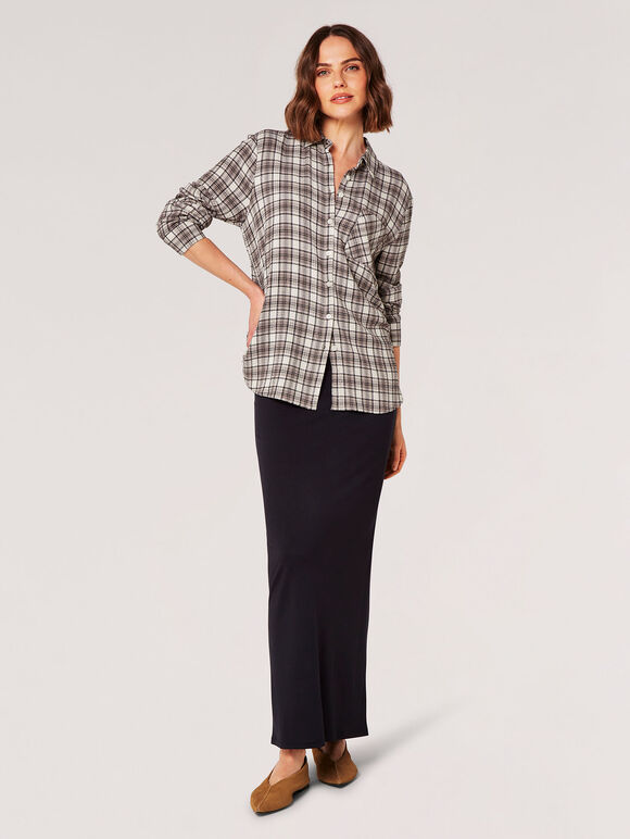 Textured Check Shirt, Stone, large