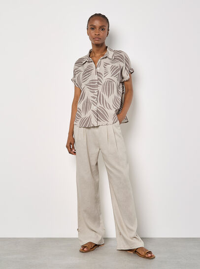 Linen Blend Shell Print Shirt