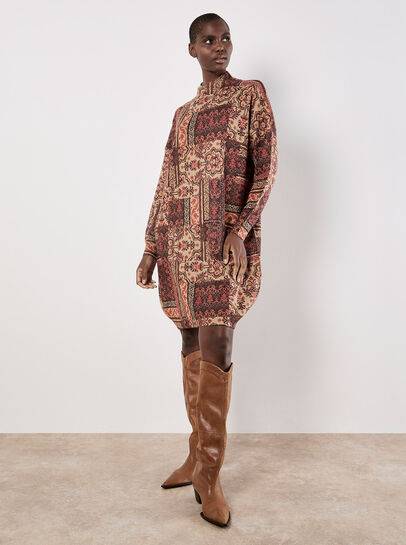 Ikat Patchwork Oversized Jumper Mini Dress