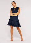 Satin Shimmer Jacquard Dress, Navy, large